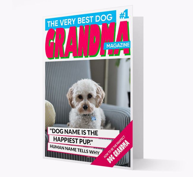 'Very Best Dog Grandma Magazine' - Personalised Photo upload {breedFullName} Card